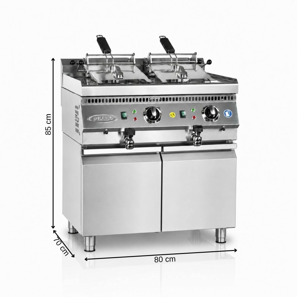 PimakPimak Tüplü Fritöz 700 Seri 12 + 12 LT 80 x 70 x 85 (cm)FR1/70SD-M073-1-G