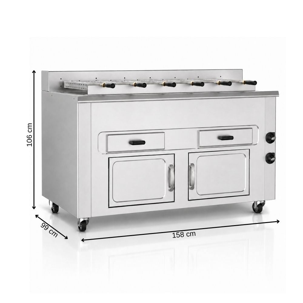 PimakPimak Yatay Piliç Makinesi 6 şiş KömürlüKM012X-6S