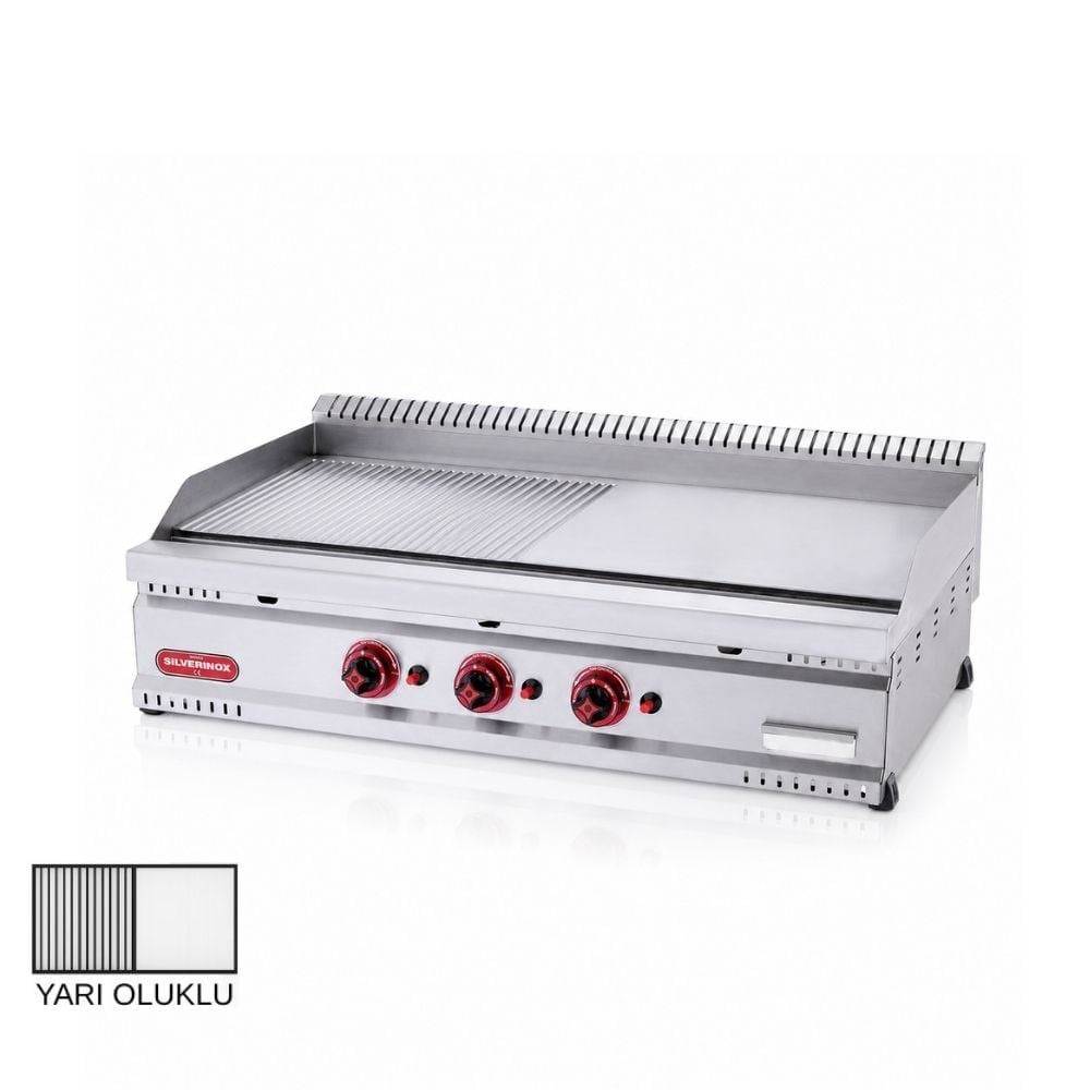 Işıkgaz SilverinoxSilverinox 600 Seri Doğalgazlı Yarı Oluklu Izgara 80x60 Cm 220VPG-80-Y