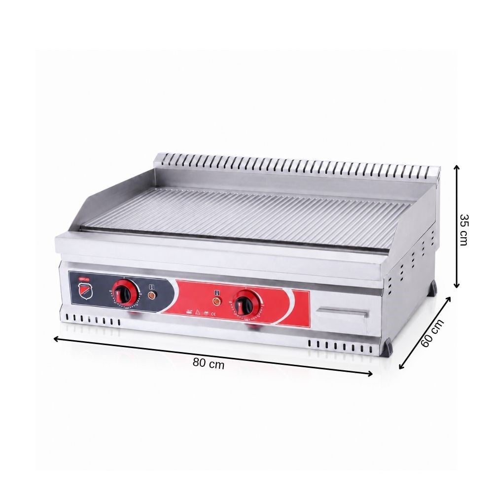 Işıkgaz SilverinoxSilverinox 600 Seri Elektrikli Oluklu Izgara 80x60 Cm 220VPGE-80-T