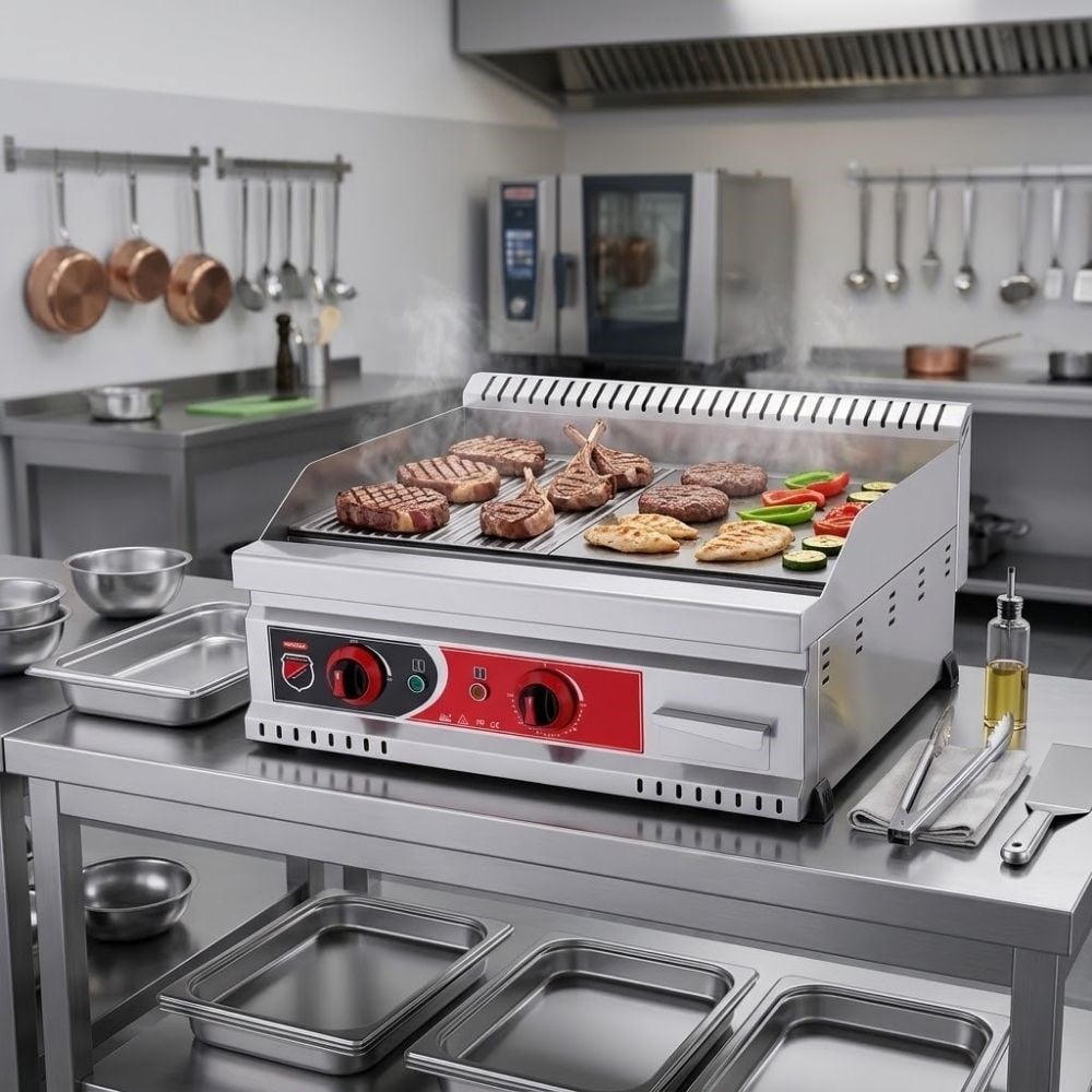 Işıkgaz SilverinoxSilverinox 600 Seri Elektrikli Yarı Oluklu Izgara 60x60 Cm 220VPGE-60-Y