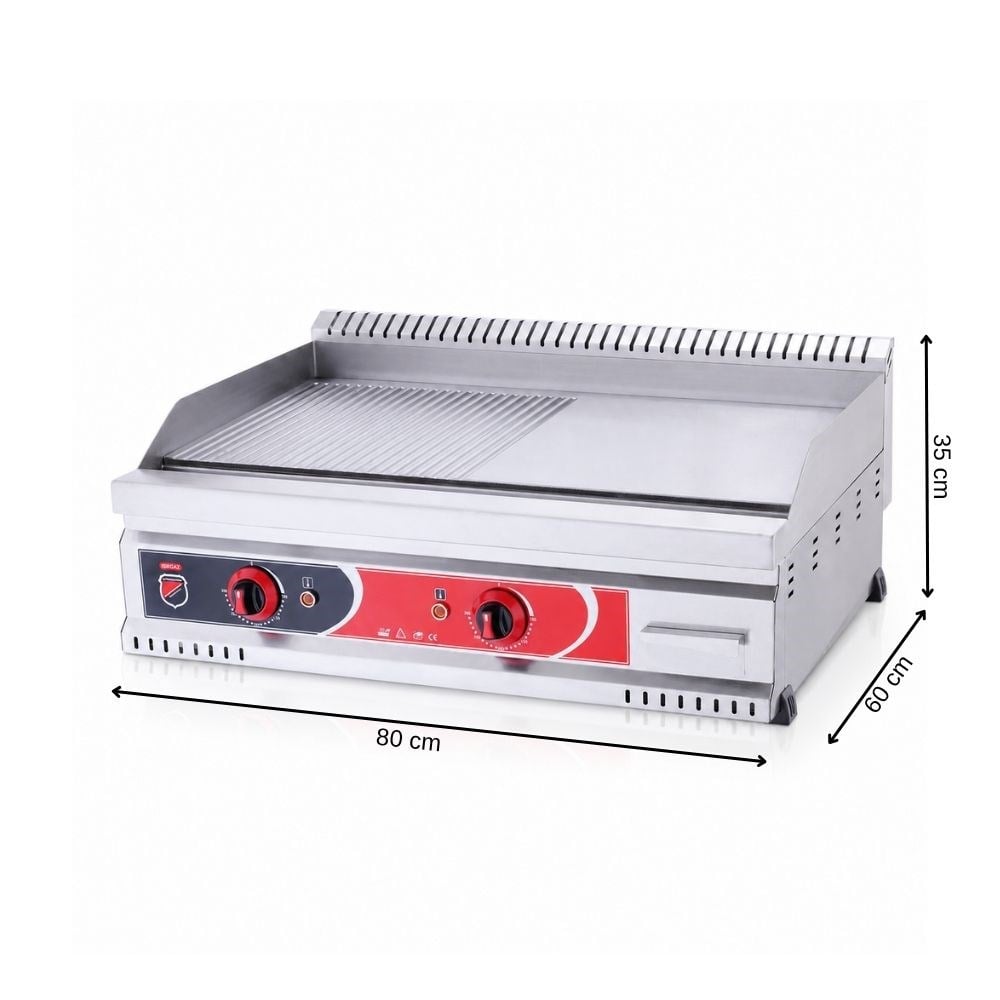 Işıkgaz SilverinoxSilverinox 600 Seri Elektrikli Yarı Oluklu Izgara 80x60 Cm 220VPGE-80-Y