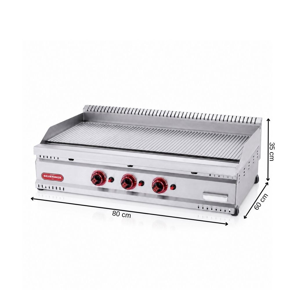 Işıkgaz SilverinoxSilverinox 600 Seri Tüplü Oluklu Izgara 80x60 Cm 220VPG-80-T-G