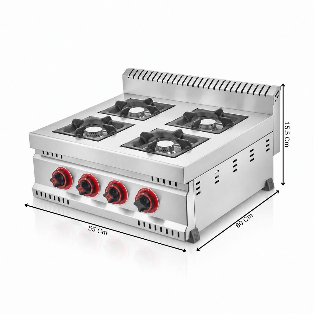 Işıkgaz SilverinoxSilverinox 600 Seri Tüplü Set Üstü 4 Gözlü Prof Ocak2907-PR-G
