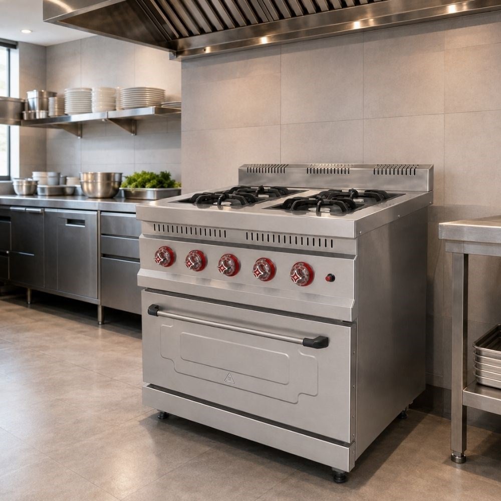 Işıkgaz SilverinoxSilverinox Doğalgazlı 4 Ocak 1 Fırın Kapasiteli Kuzine 100x100 CmKZN-100