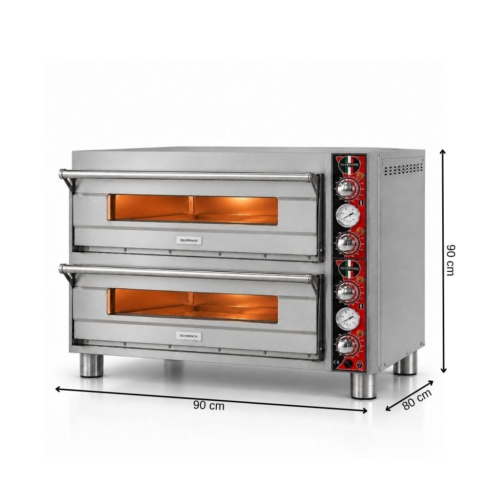 Işıkgaz SilverinoxSilverinox Elektrikli Çift Kat 30 Cm 4+4 Pizza Kapasiteli Pizza Fırını 380VPF-62 D