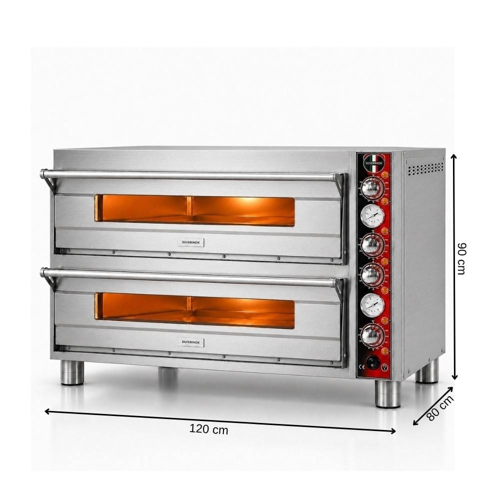 Işıkgaz SilverinoxSilverinox Elektrikli Çift Kat 30 Cm 6+6 Pizza Kapasiteli Pizza Fırını 380VPF-92 D
