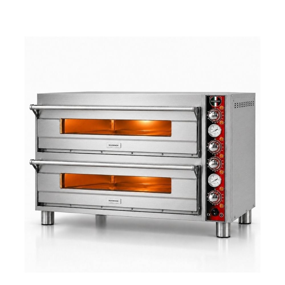 Işıkgaz SilverinoxSilverinox Elektrikli Çift Kat 30 Cm 6+6 Pizza Kapasiteli Pizza Fırını 380VPF-92 D