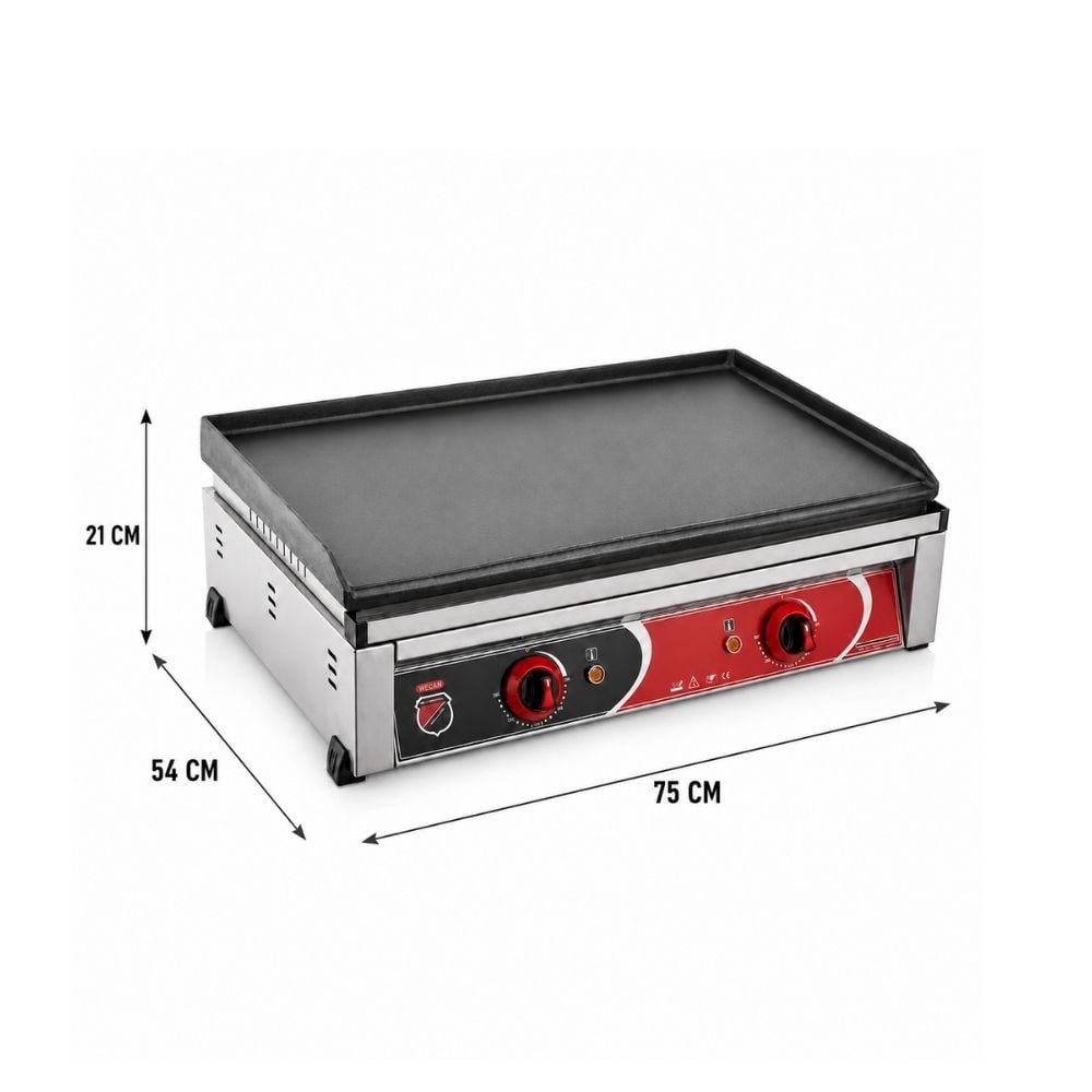 Işıkgaz SilverinoxSilverinox Elektrikli Set Üstü Döküm Düz Pleyt Izgara 70 Cm 220VSLVR-2151-DZ