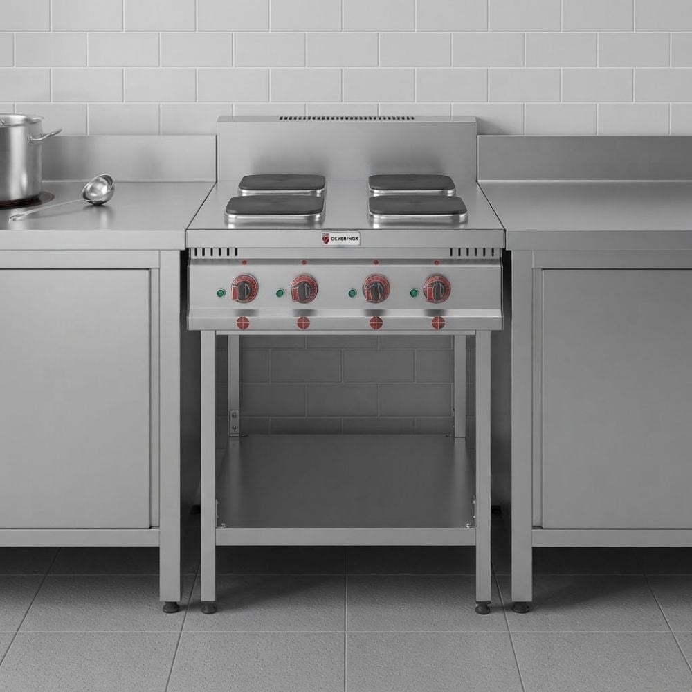 Işıkgaz SilverinoxSilverinox Elektrikli Taban Raflı 80x80 Cm 4 Gözlü Ocak 380VSLVR-ET-80
