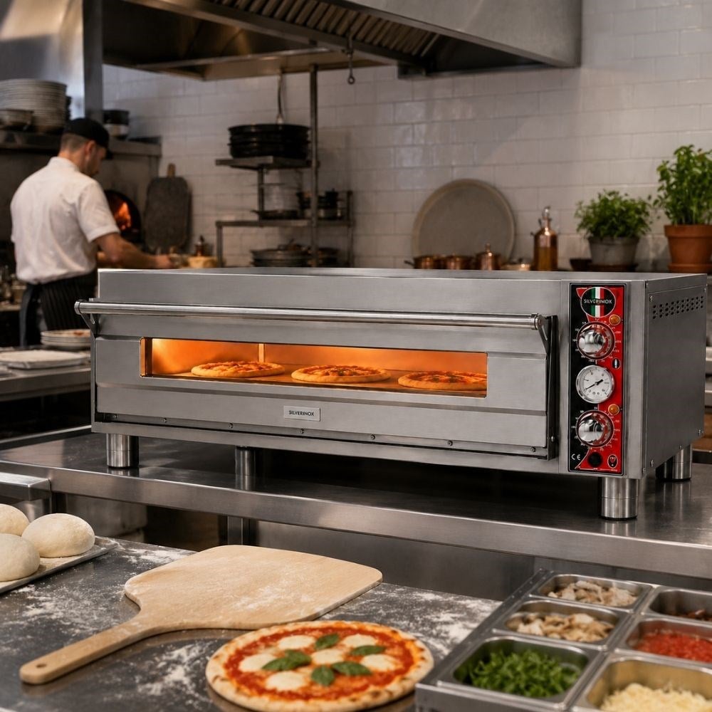 Işıkgaz SilverinoxSilverinox Elektrikli Tek Kat 30 Cm 6 Pizza Kapasiteli Pizza Fırını 380VPF-92