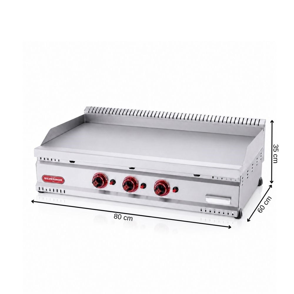 Işıkgaz SilverinoxSilverinox PG-80-D 600 Seri Doğalgazlı Düz Pleyt Izgara 80x60 Cm 7,60 kWPG-80-D