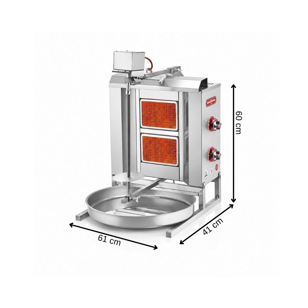Işıkgaz SilverinoxSilverinox Tüplü 2 Radyan Üstten Motorlu Döner Makinesi SLVR-2164-U2-G