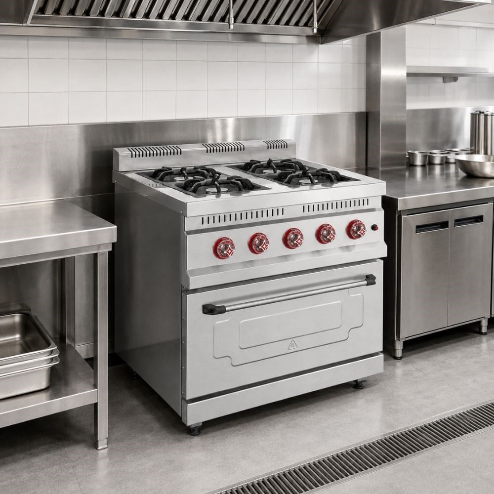 Işıkgaz SilverinoxSilverinox Tüplü 4 Ocak 1 Fırın Kapasiteli Kuzine 100x100 CmKZN-100-G