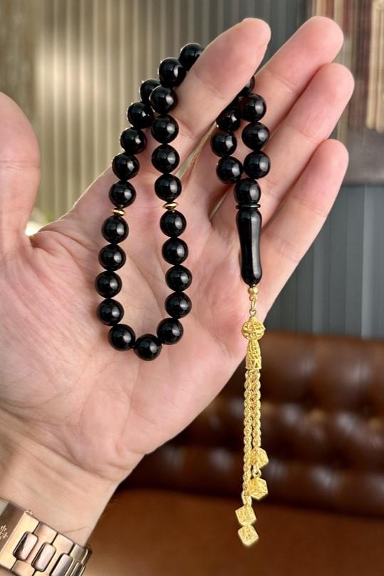 Altın  Püsküllü Erzurum Oltu Taşı Tesbih Koleksiyonluk