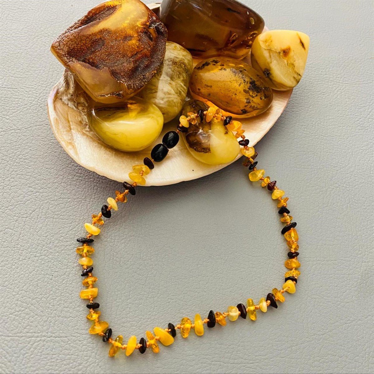 Bebek Diş Kolyesi Gerçek Damla Kehribar