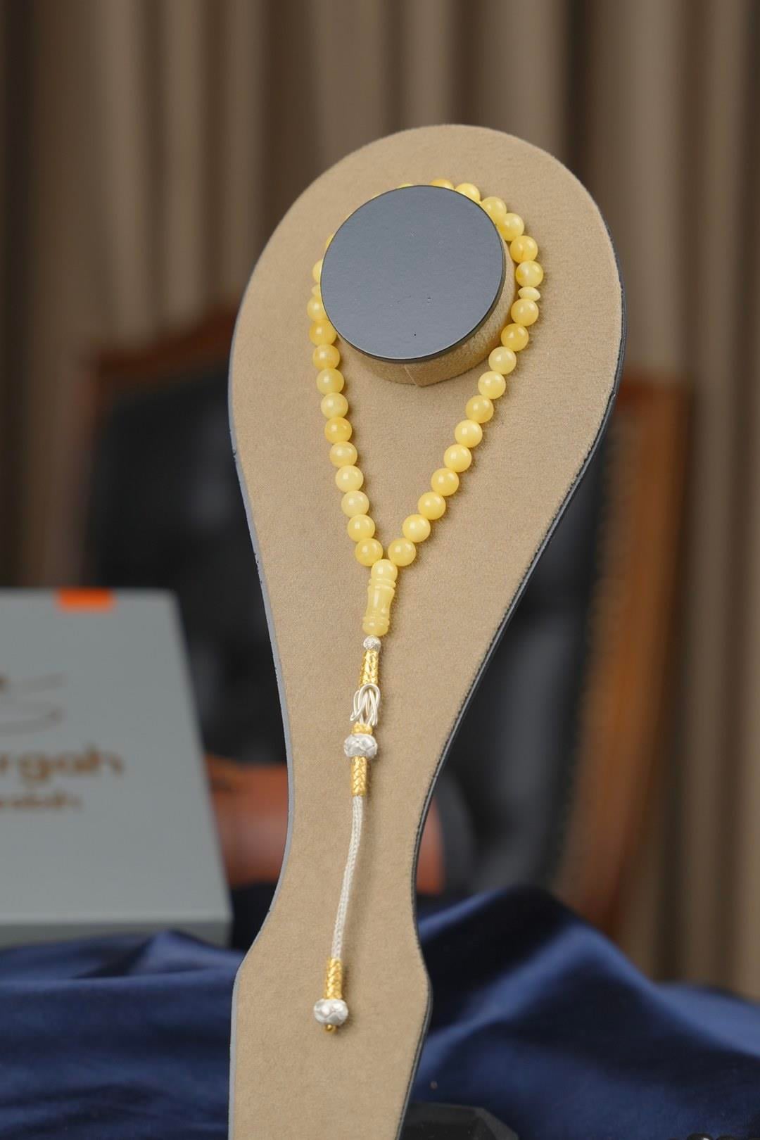 Has Kaya Damla Kehribar Özel Tasarım Gümüş Kazaz Kamçı (Amber), (مسبحة قطرة كهريبار)