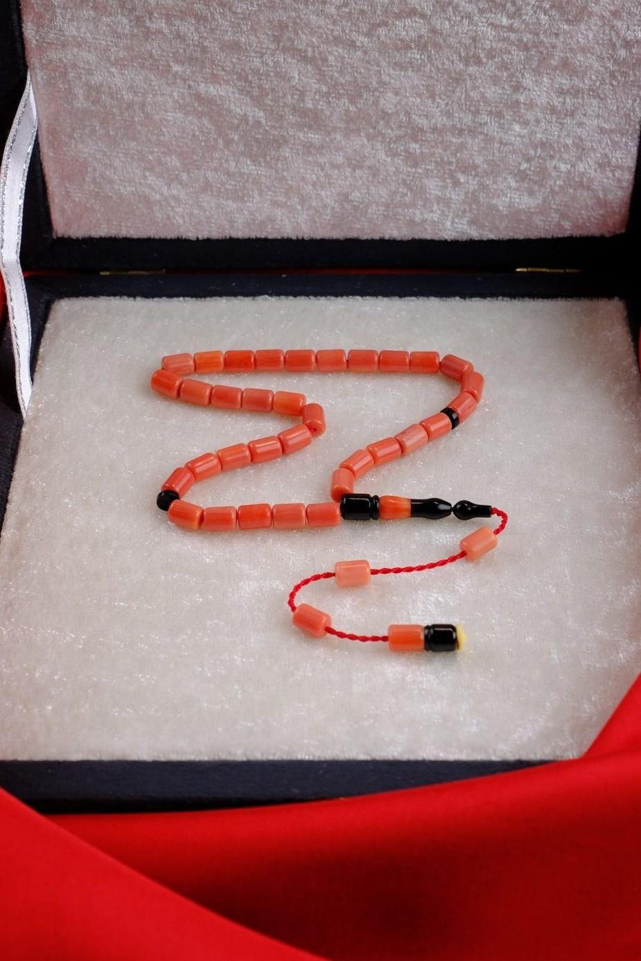 Orjinal Açık Renkli Cezayir Mercanı Sistemli Tasarım Tesbih (Algerian Coral),(مرجان جزائري)