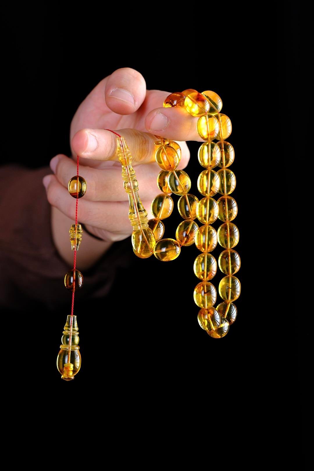 Özel Koleksiyonluk Sistemli Püskül Damla Kehribar Tesbih (Amber), (مسبحة قطرة كهريبار)