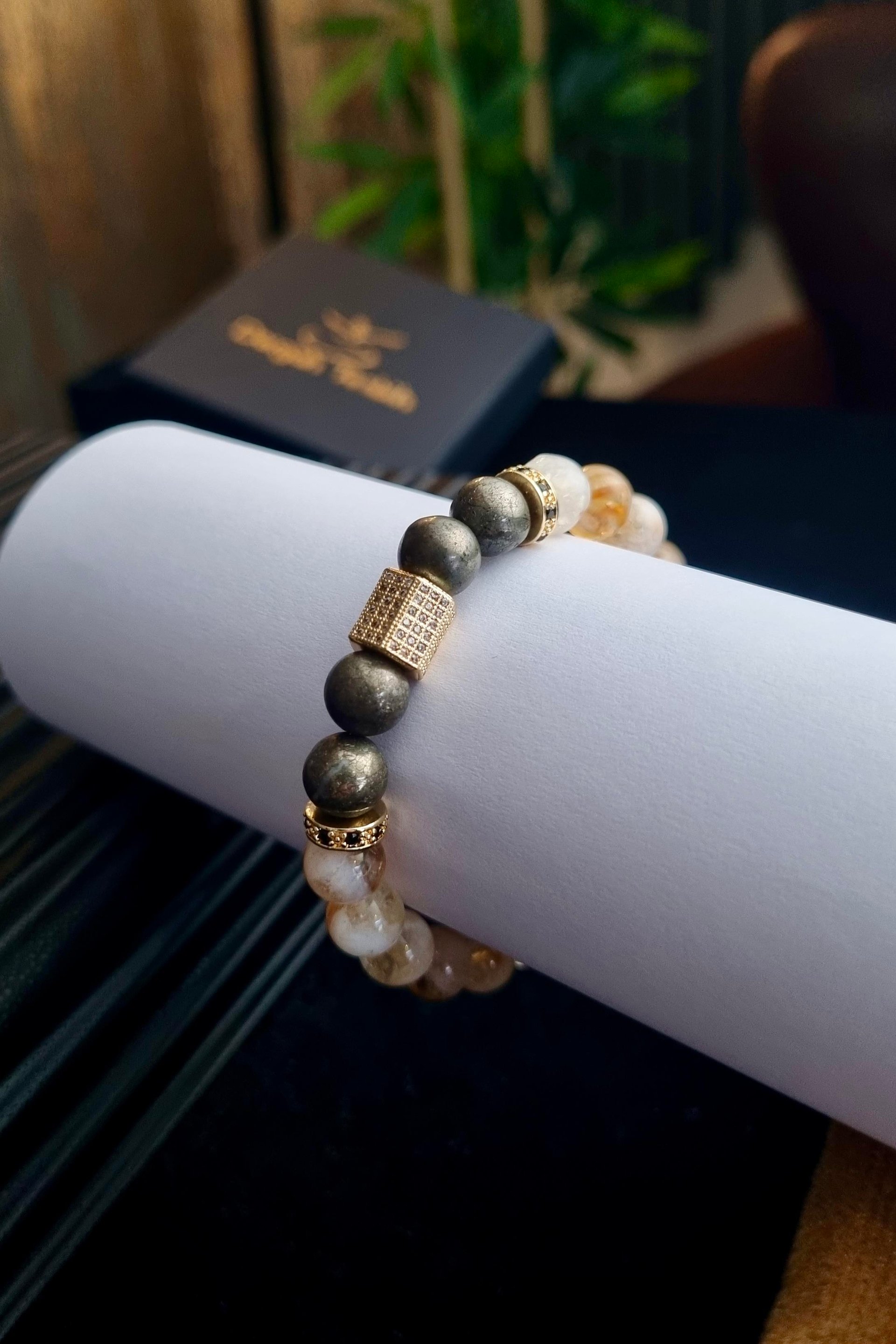 Sitrin Pirit Taşı Diamond Tasarım Doğaltaş Bileklik 