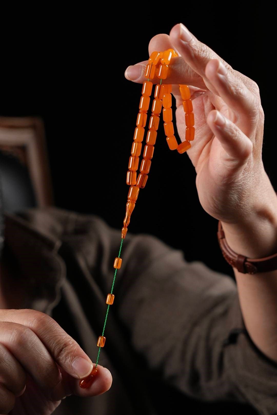 Usta İşçilik Bilek Boy Eski Osmanlı Sıkma Kehribar Tesbih (Antique Faturan Amber)