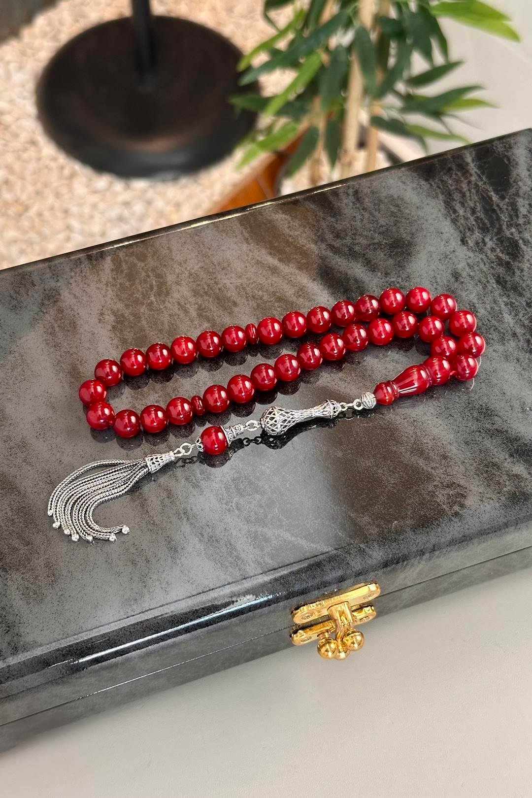 Yeni Osmanlı Vişnesi Hareli Yapı Sıkma Kehribar Gümüş Tasarım