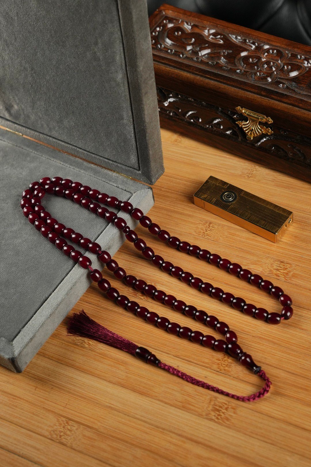 99'luk Sıkma Kehribar Eski Usül Namaz Tesbihi