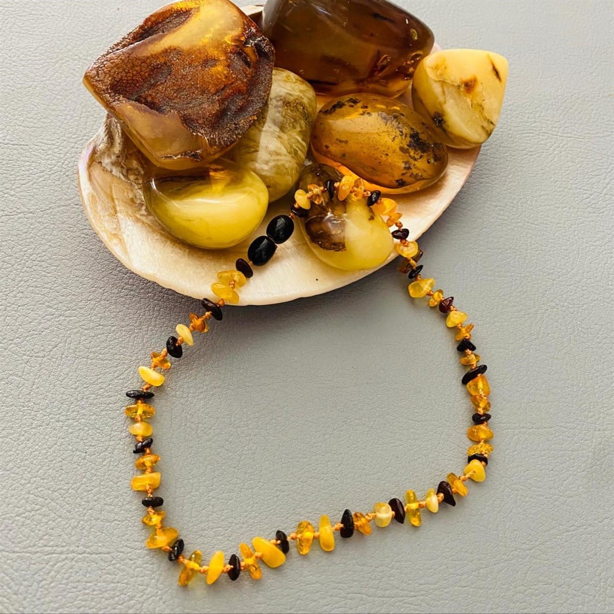 Bebek Diş Kolyesi Gerçek Damla Kehribar