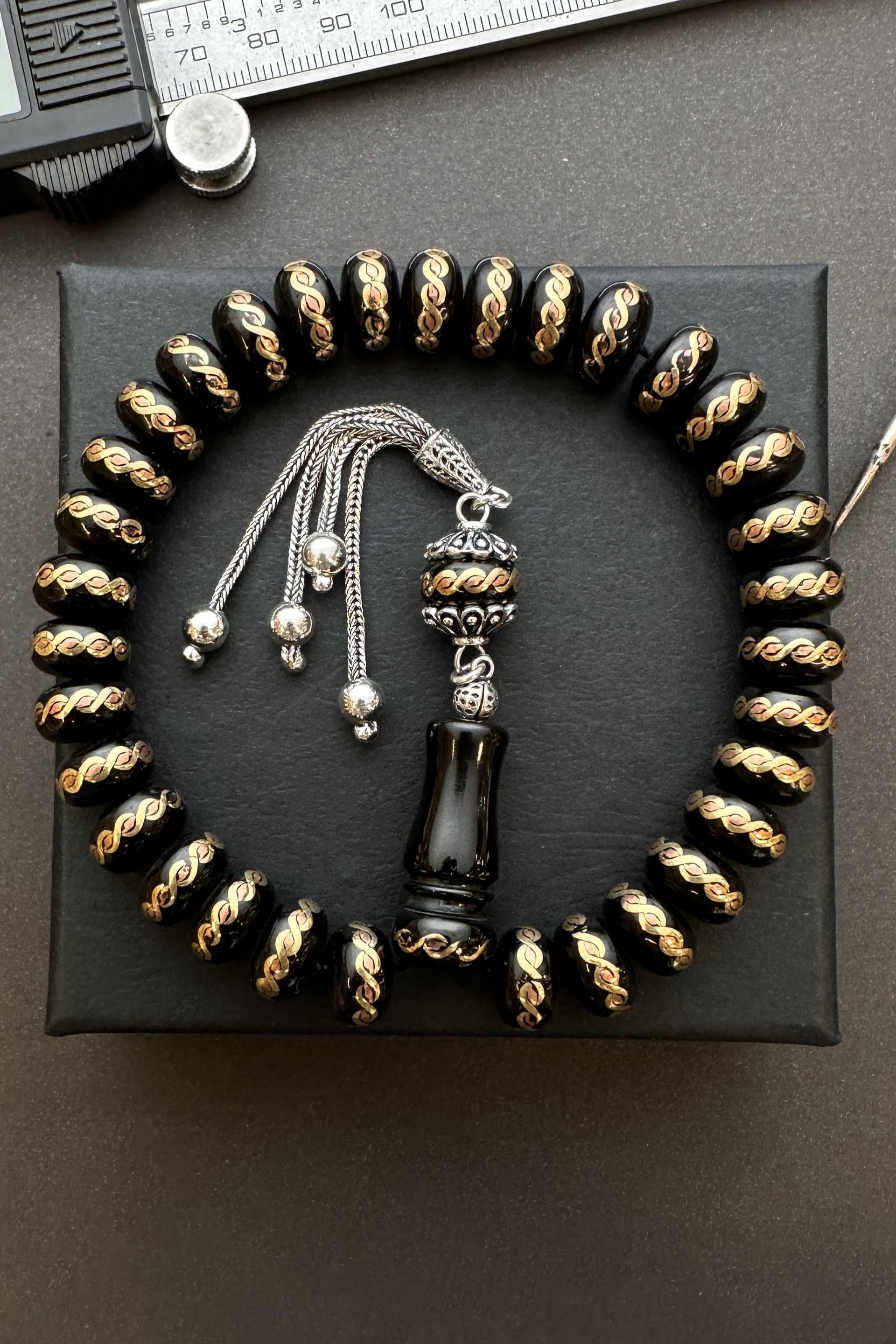 Bilek Boy  Osmanlı Model Oltu Taşı Tesbih  ( 6.5 x 11 mm )