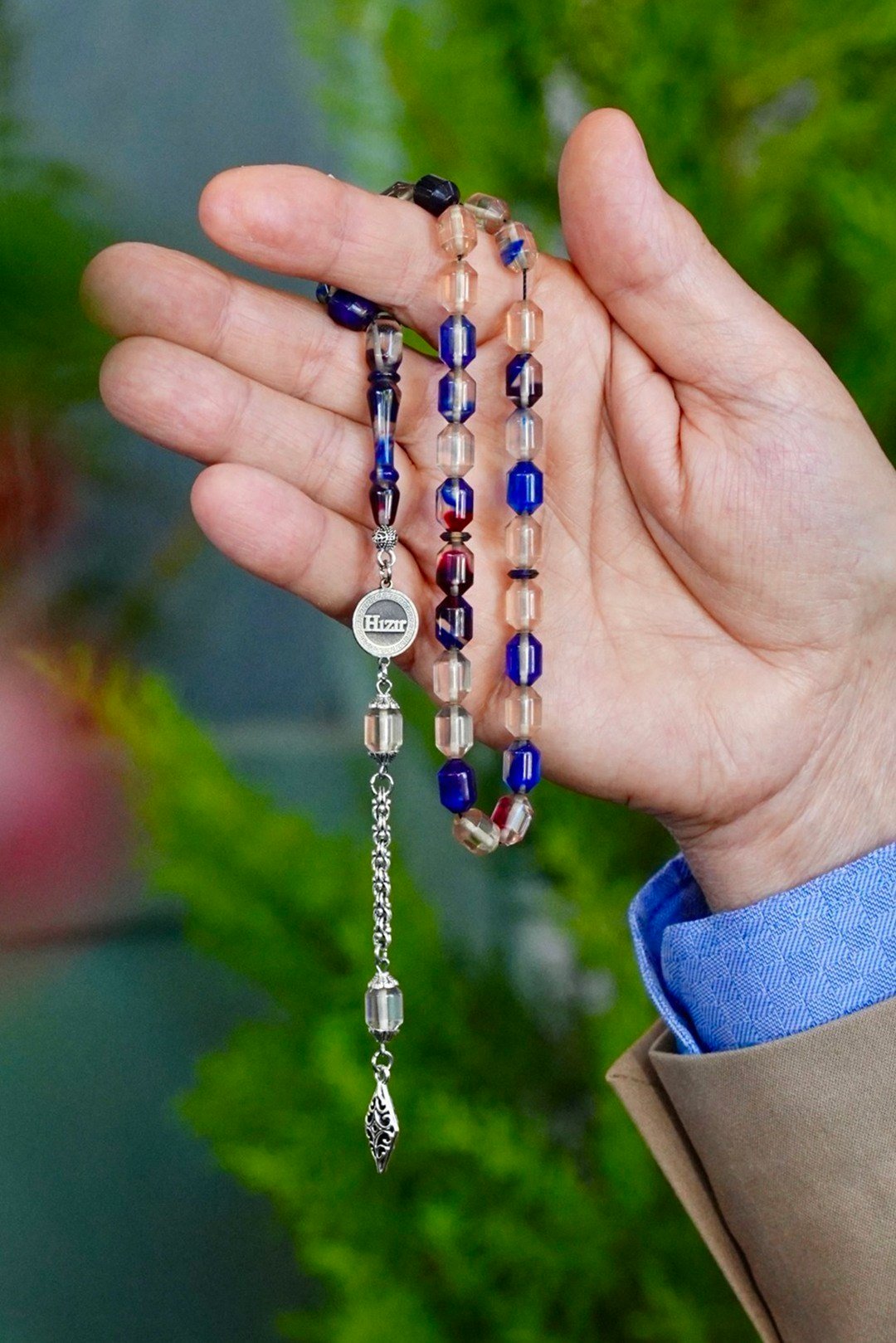 Kişiye Özel İsimli Metal Tasarım Faseta Model Micro Color Sıkma Kehribar Tesbih