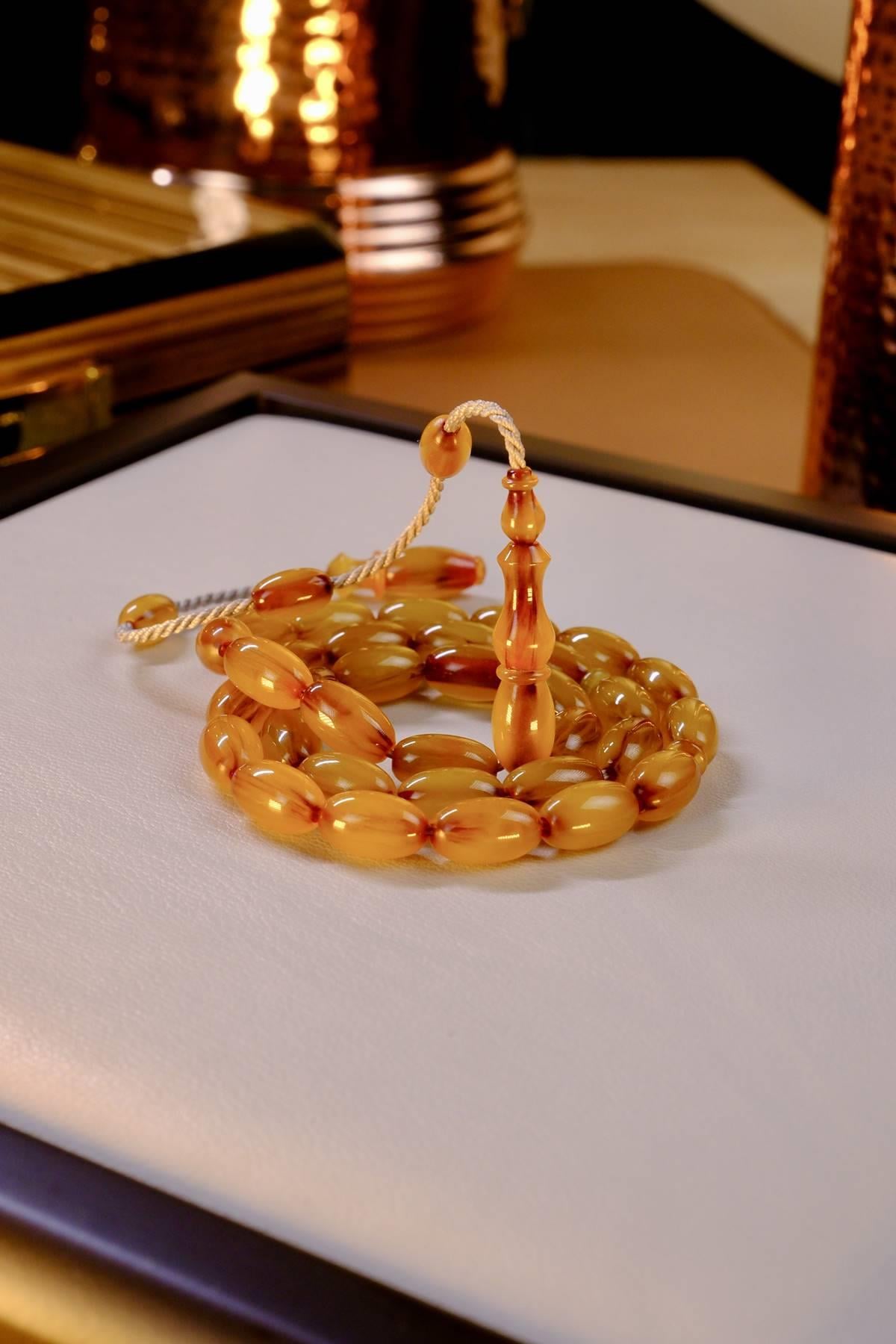 Master Mehmet Aydın Üst Düzey Koleksiyonluk Eski Osmanlı Sıkma Kehribar Tesbih (Antique Faturan Amber Beads فاتوران عنبر خرز عتيق)