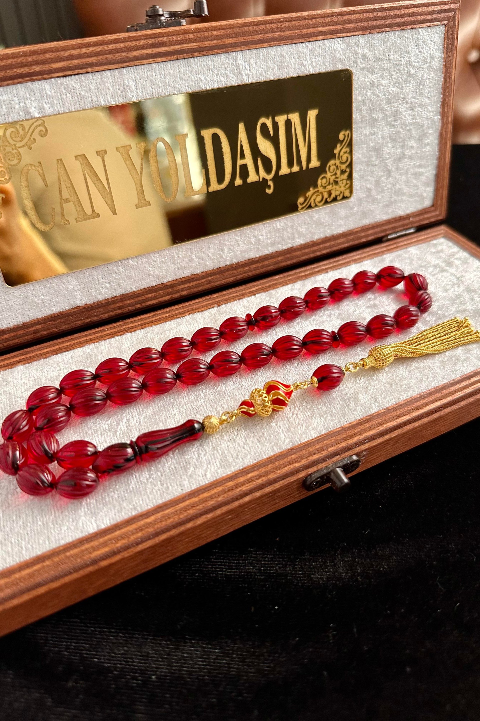 Tamamı El İşciliği Kalem Oyma  Sıkma Kehribar Tesbih