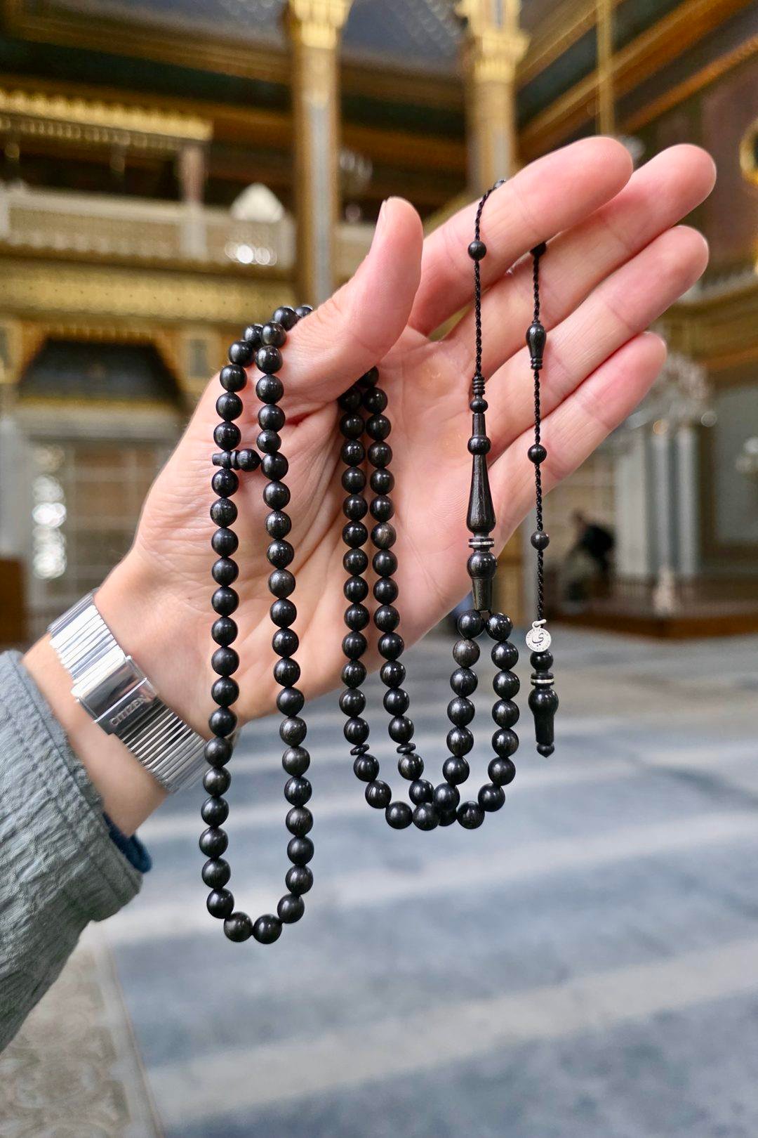 Yusuf Cevher Usta El işçiliği Koleksiyonluk Black Wood 99'luk Namaz Zikir Tesbihi