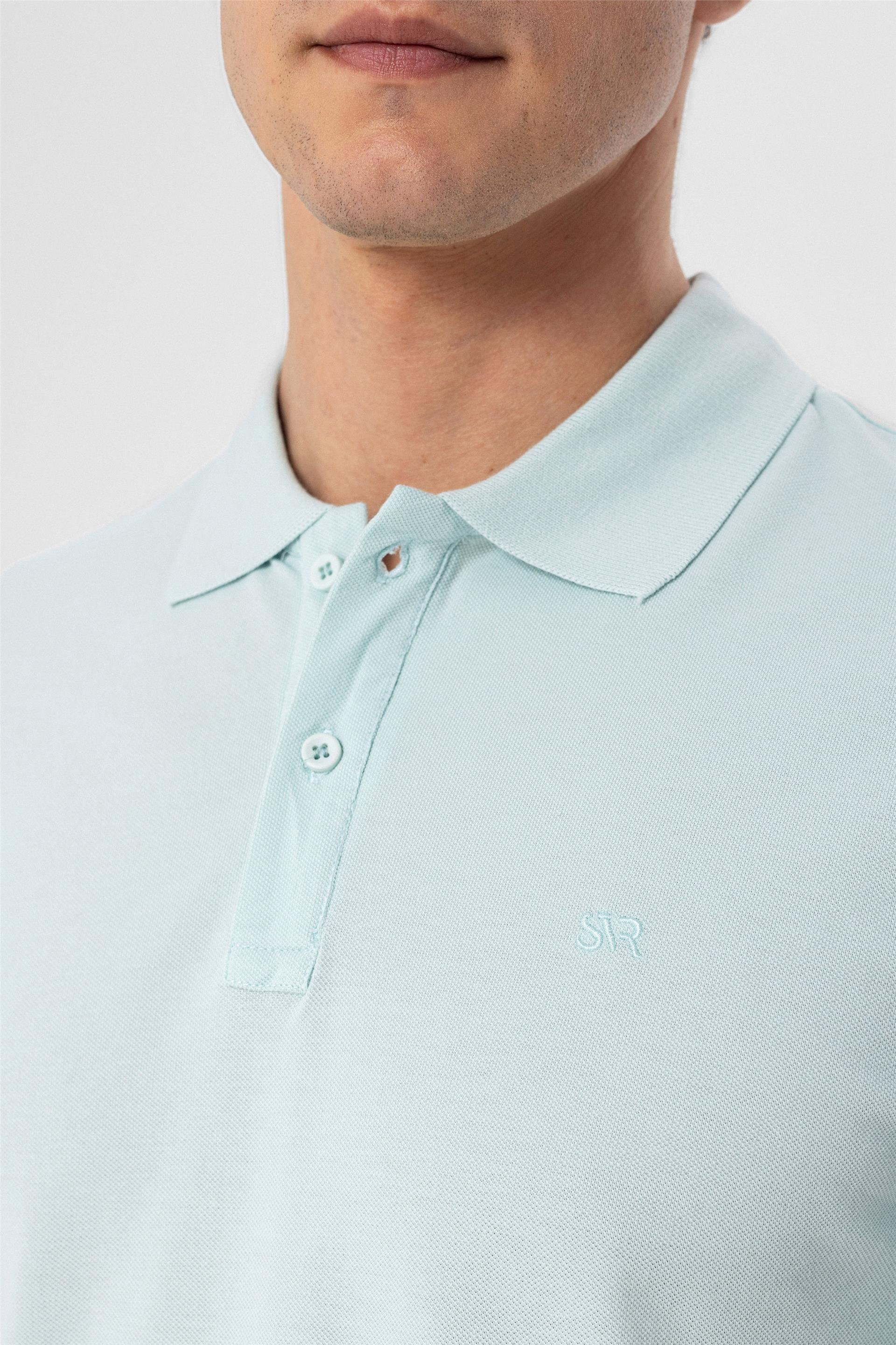 Açık Yeşil Slim Armürlü Polo Yaka  Tişört