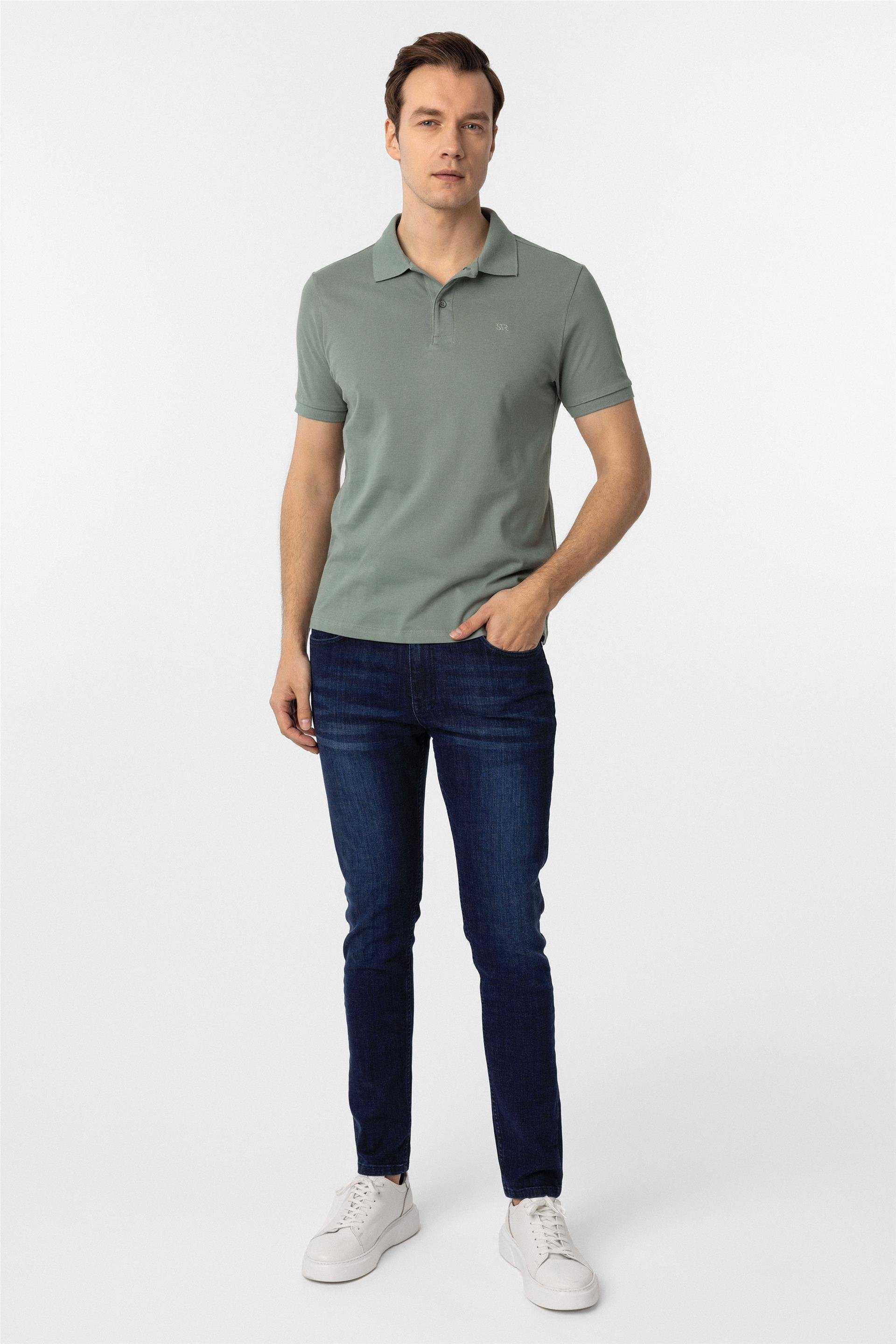 Açık Yeşil Slim Düz Polo Yaka Tişört