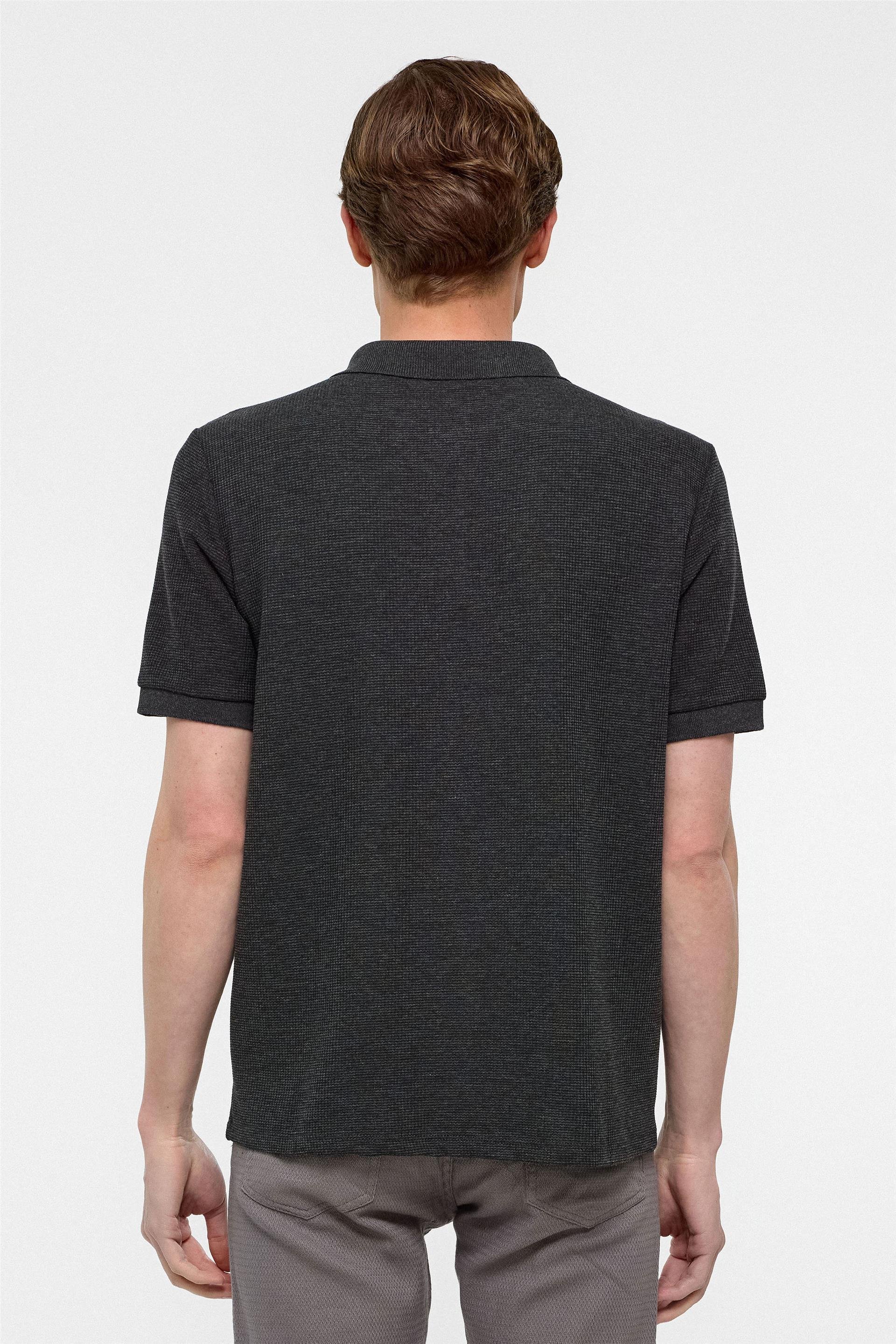 Antrasit Regular Armürlü Polo Yaka Tişört
