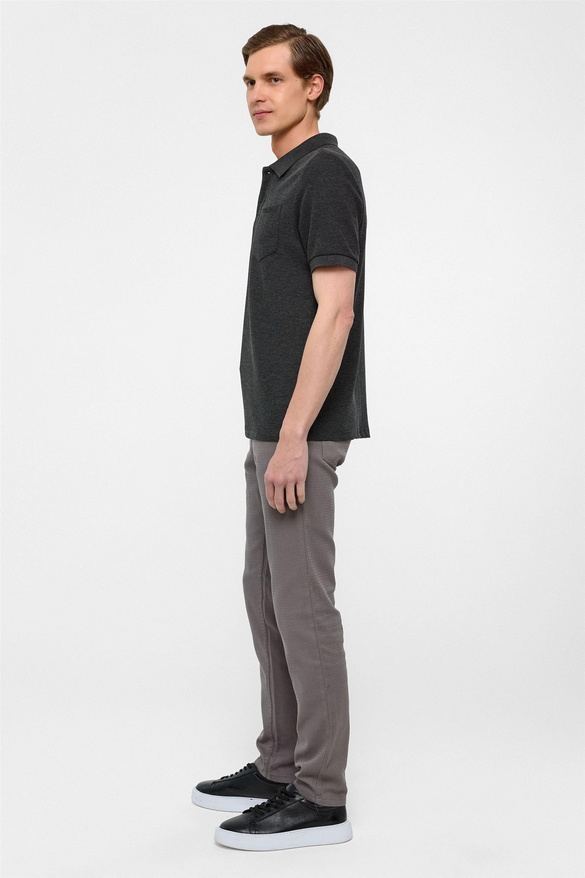 Antrasit Regular Armürlü Polo Yaka Tişört