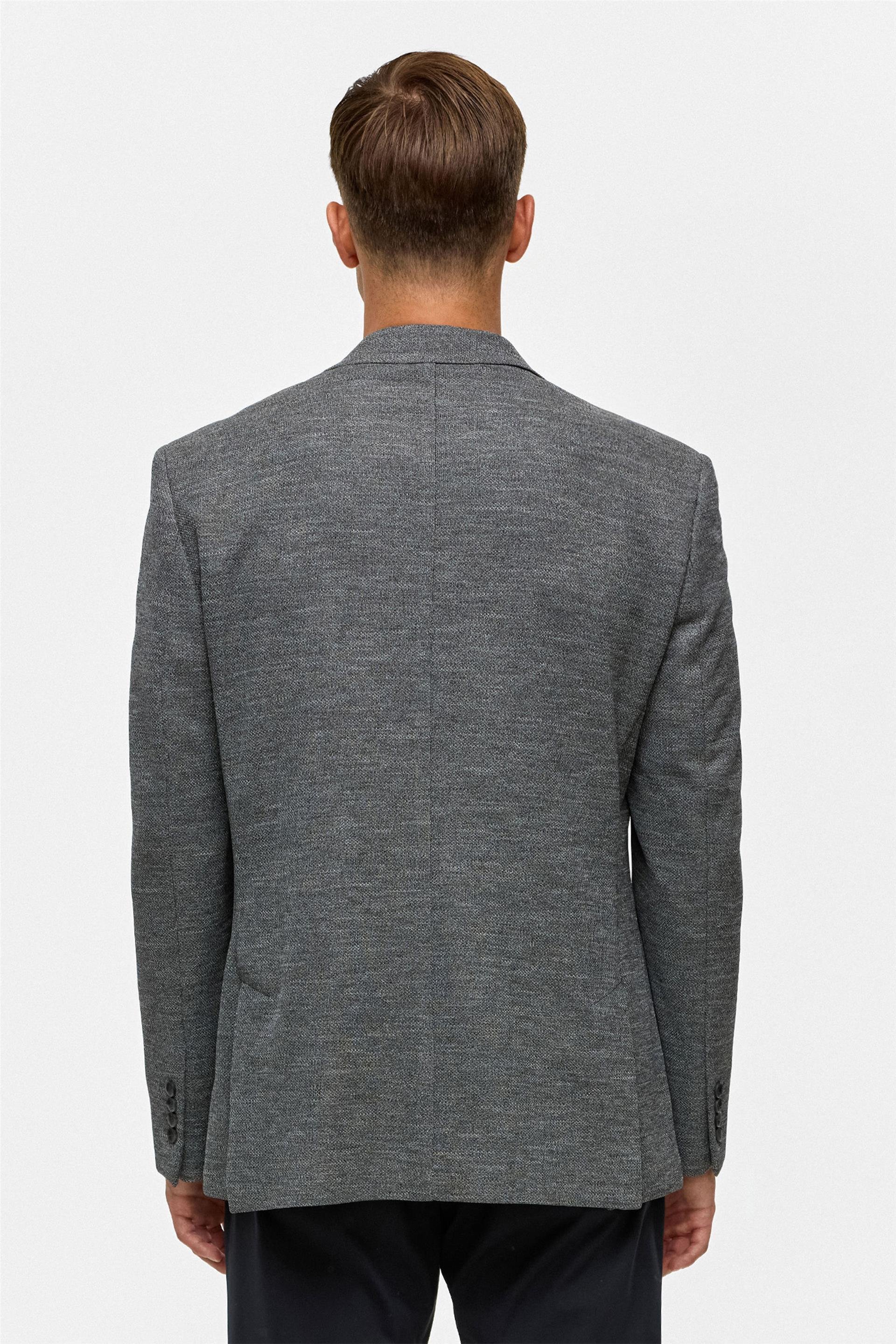 Antrasit Regular Desenli Mono Yaka 6 Drop Ceket