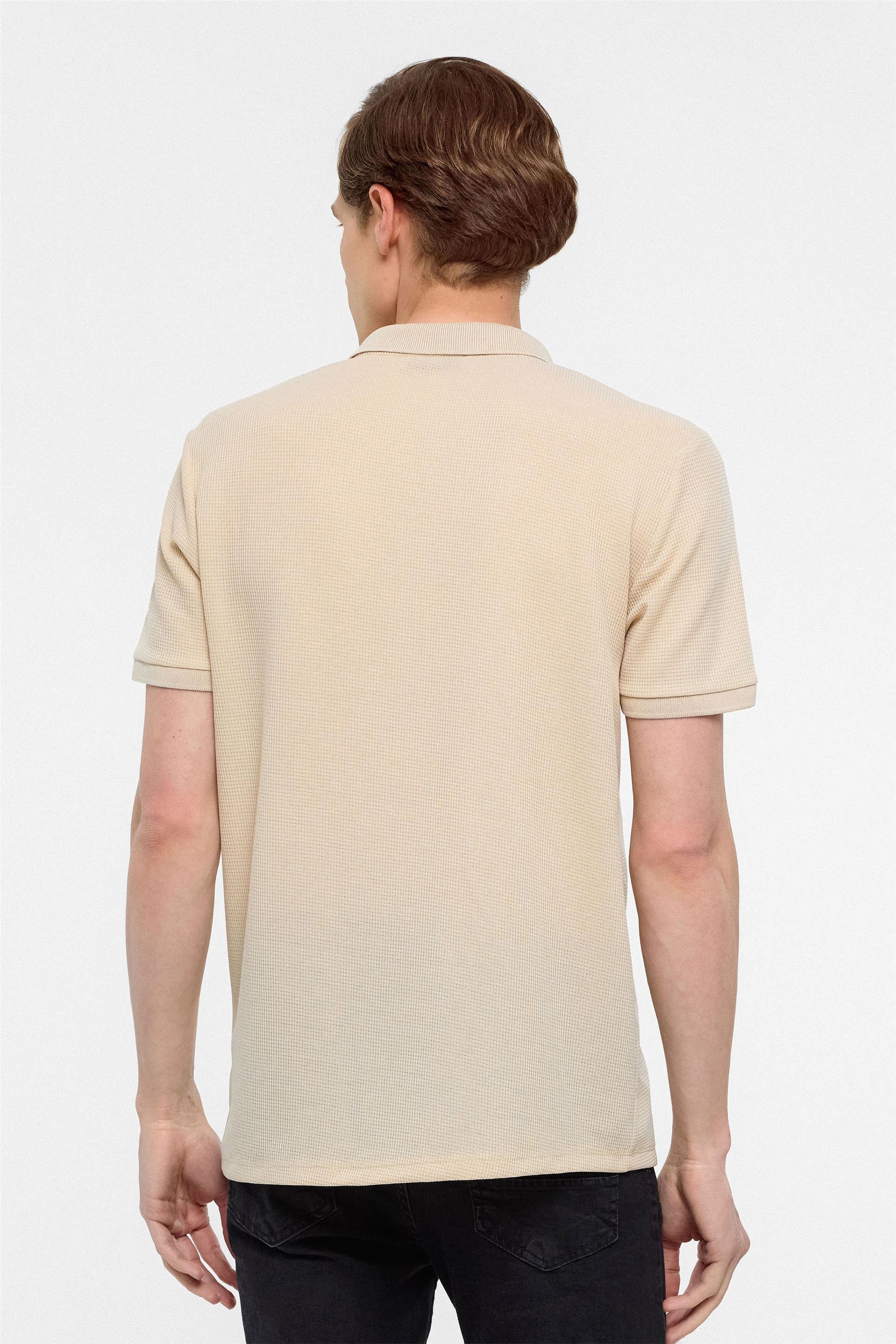 Bej Regular Armürlü Polo Yaka Tişört