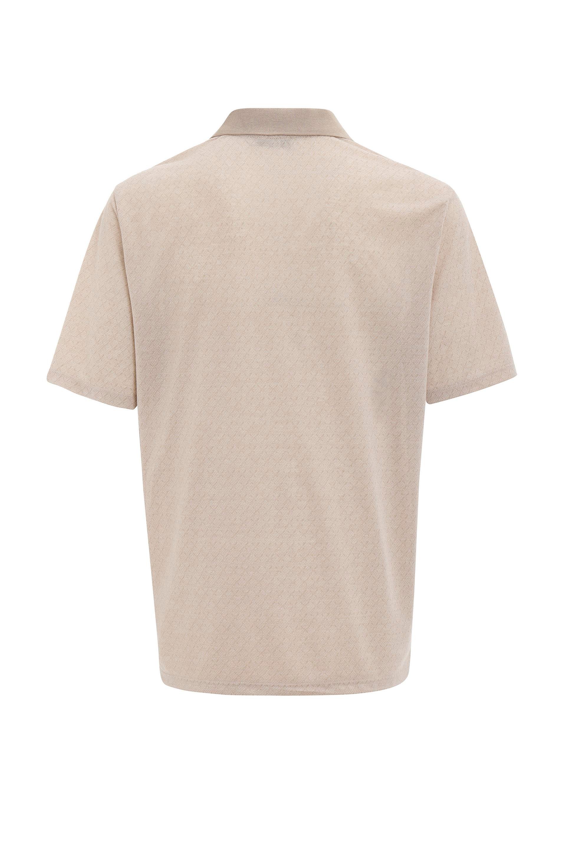 Bej Regular Desenli Polo Yaka Tişört