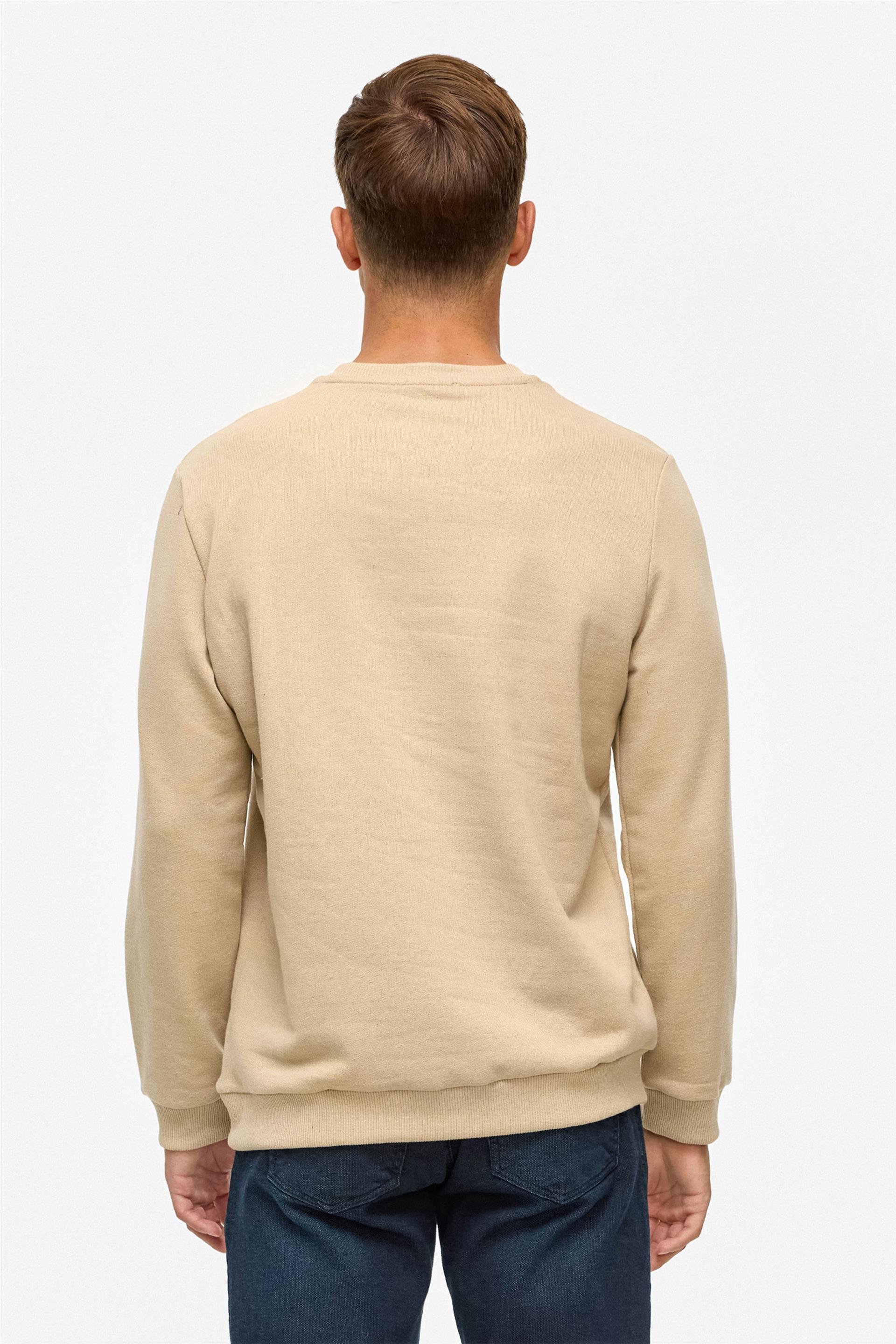 Bej Regular Düz Bisiklet Yaka Sweatshirt