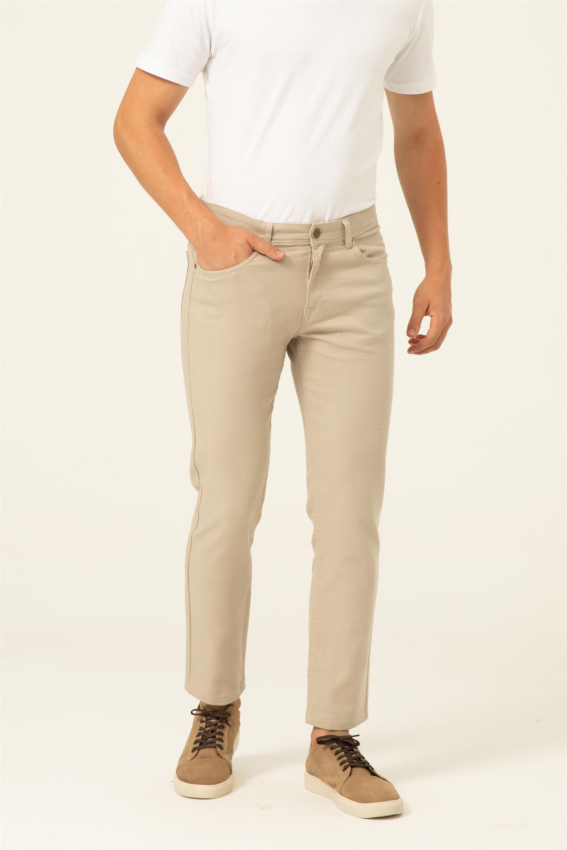 Bej Slim Armürlü   Pantolon