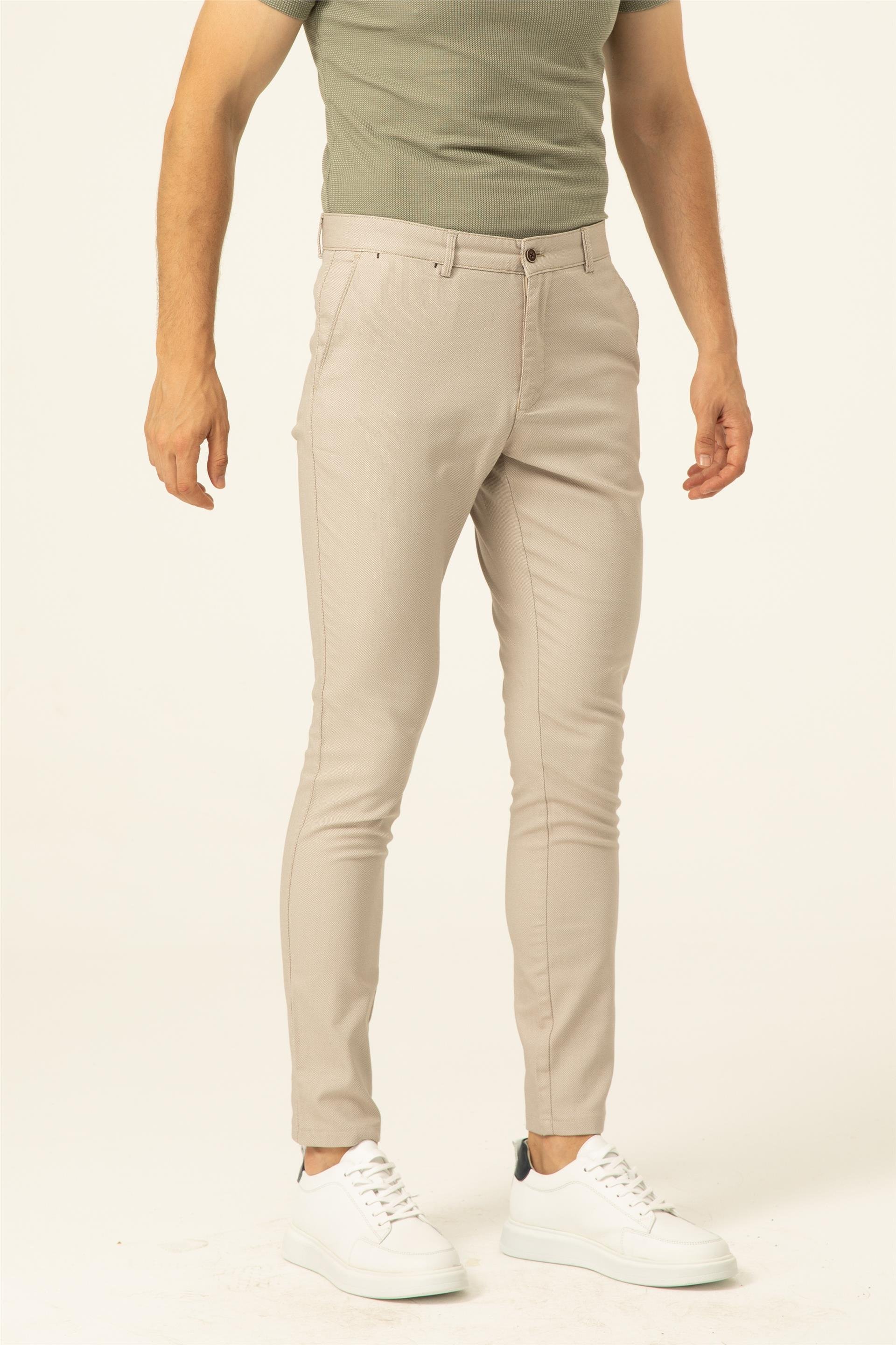 Bej Slim Armürlü   Pantolon