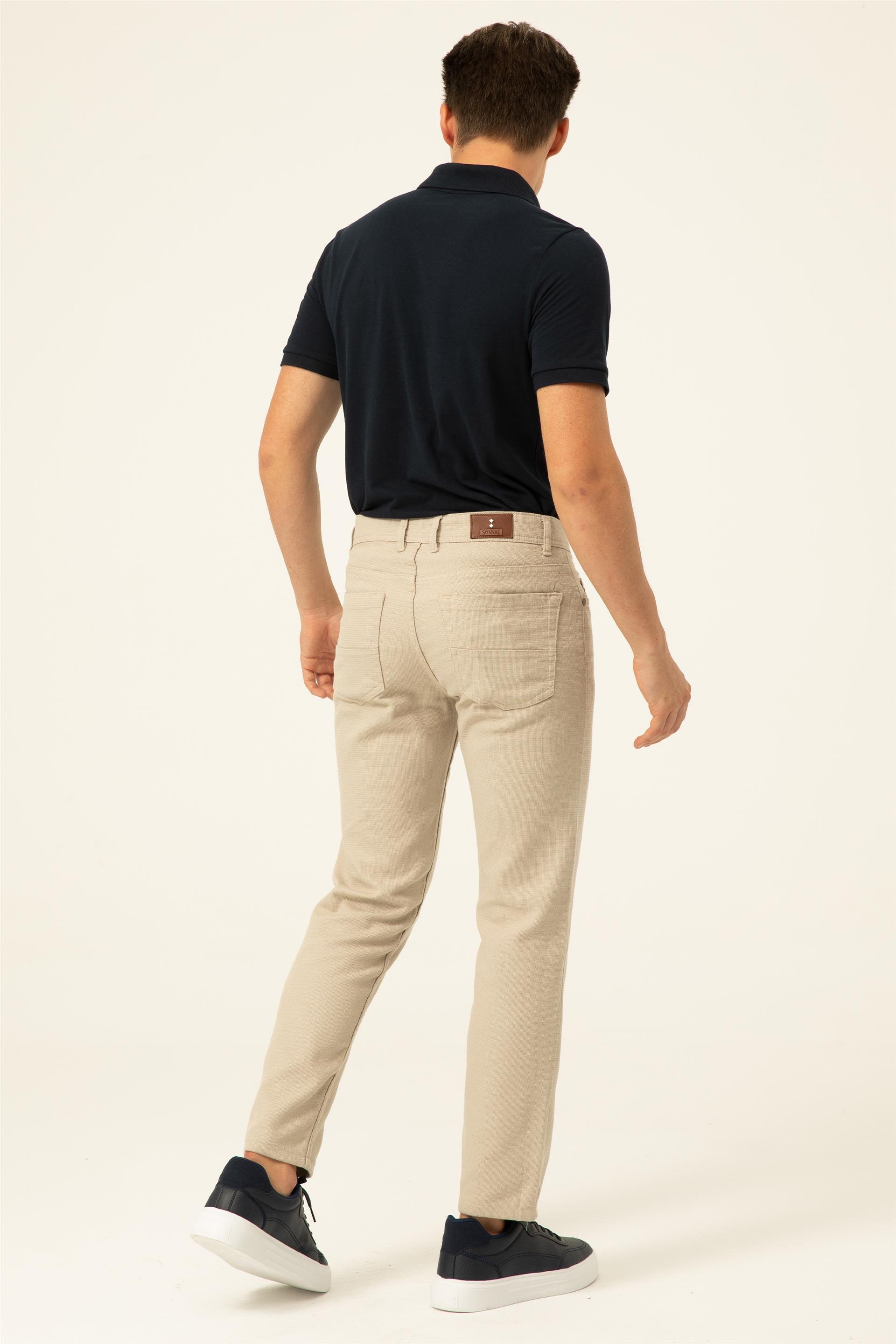 Bej Slim Armürlü   Pantolon
