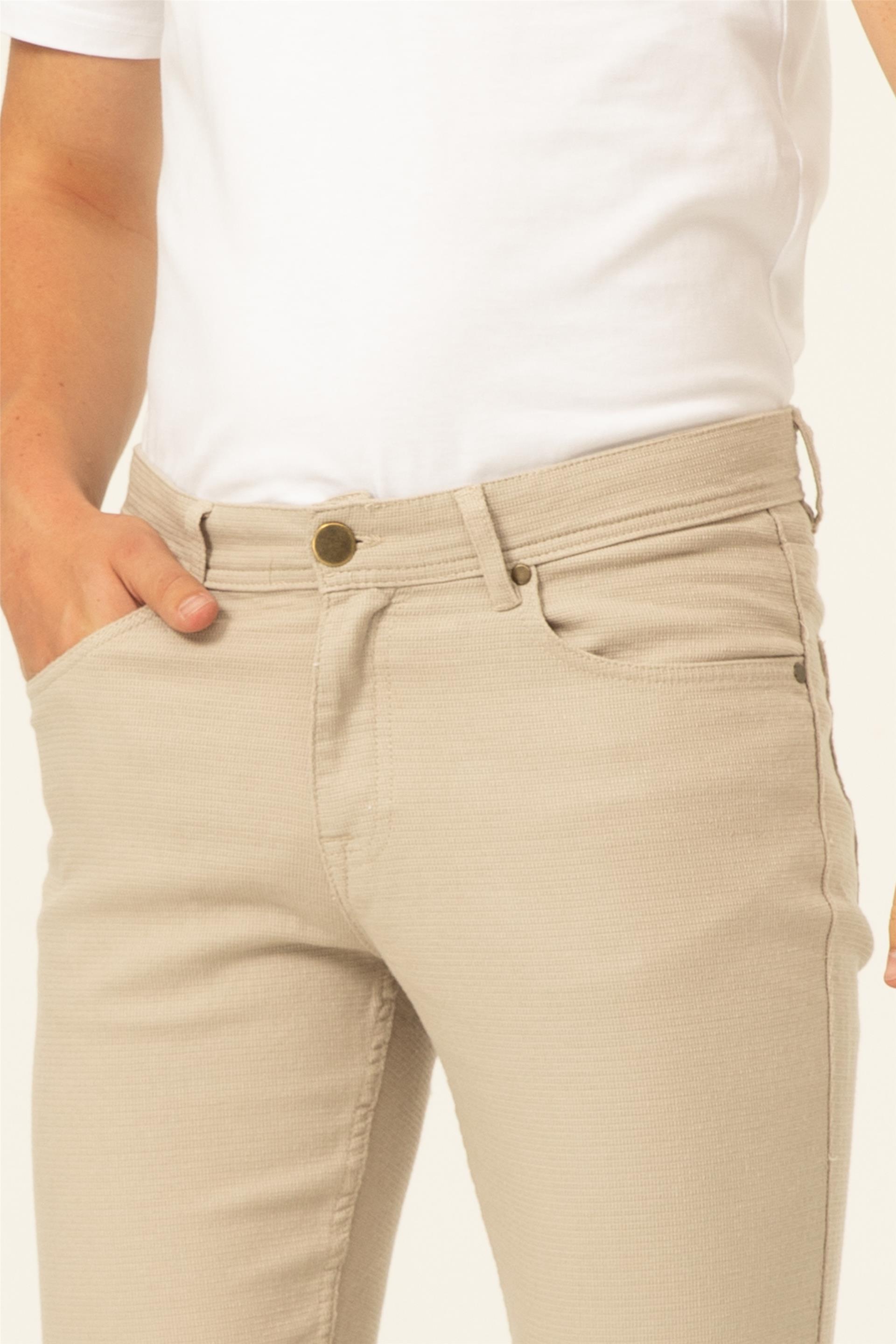 Bej Slim Armürlü   Pantolon