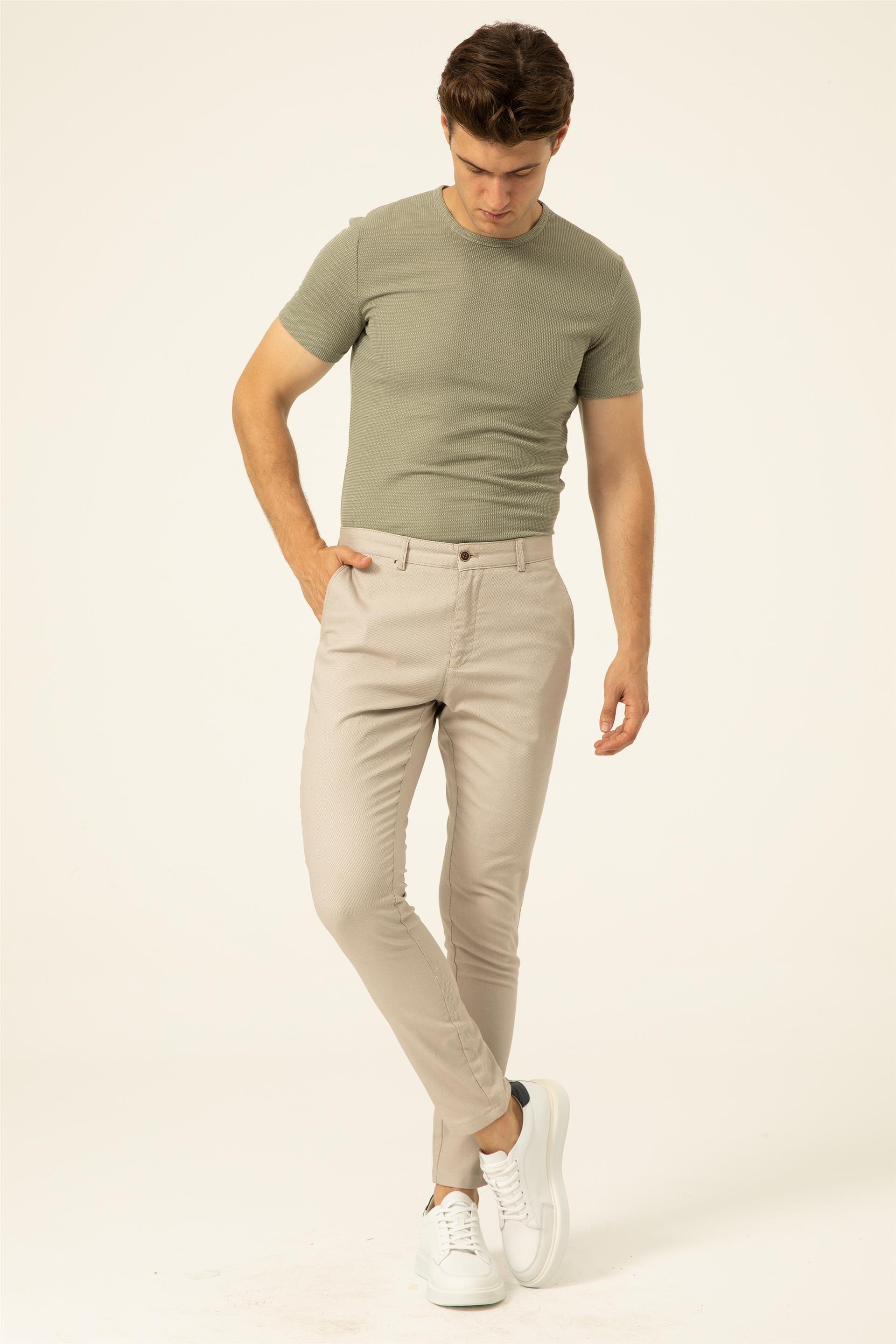 Bej Slim Armürlü   Pantolon