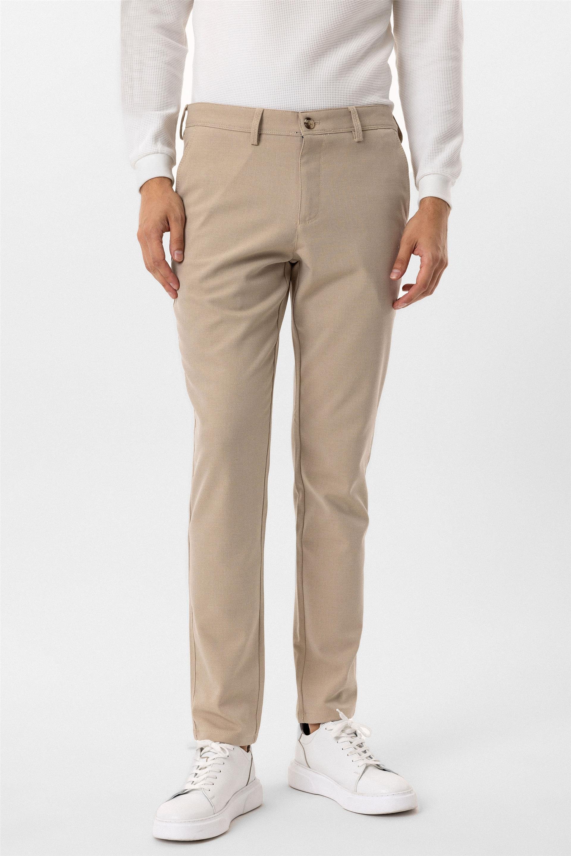 Bej Slim Desenli Pantolon