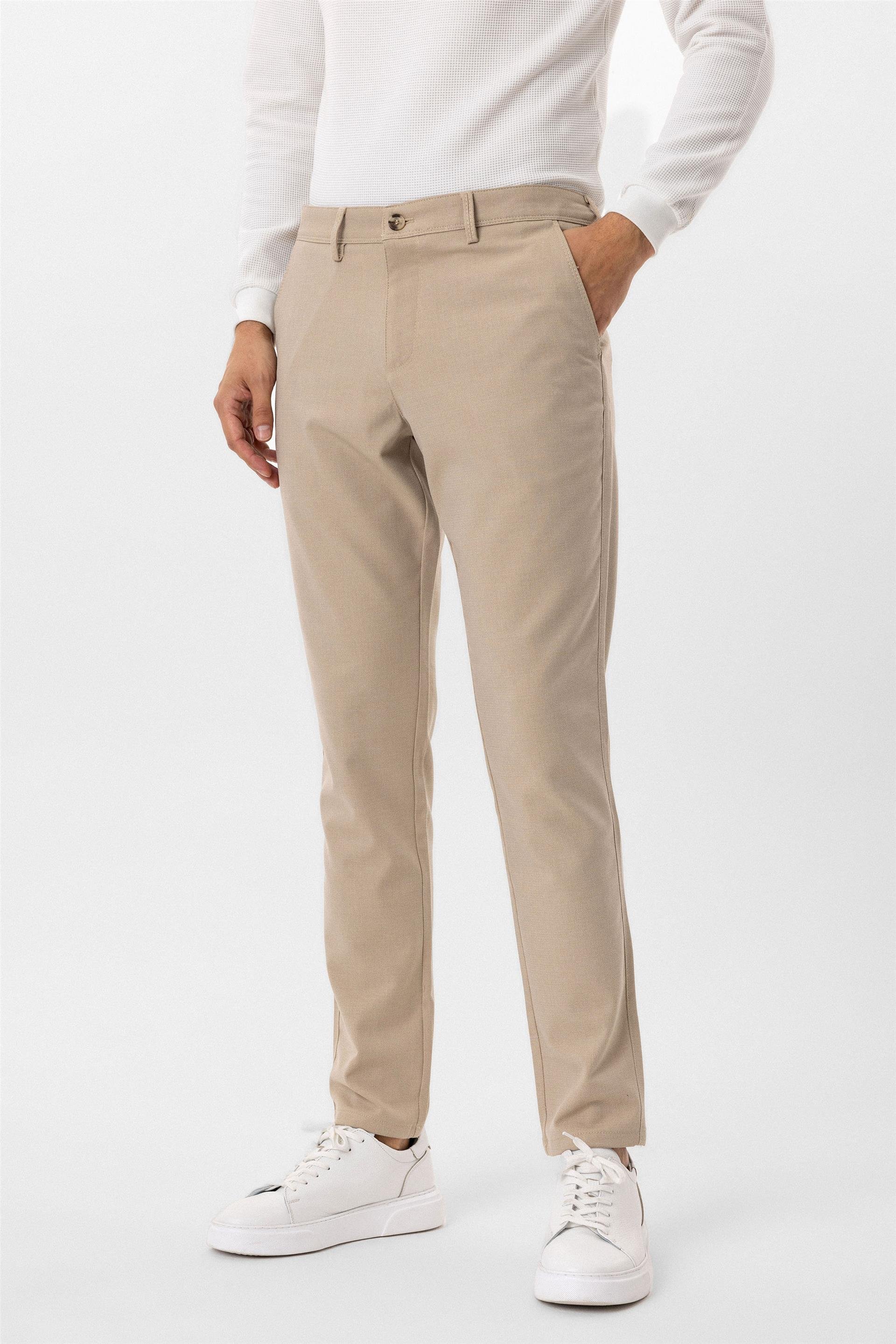 Bej Slim Desenli Pantolon