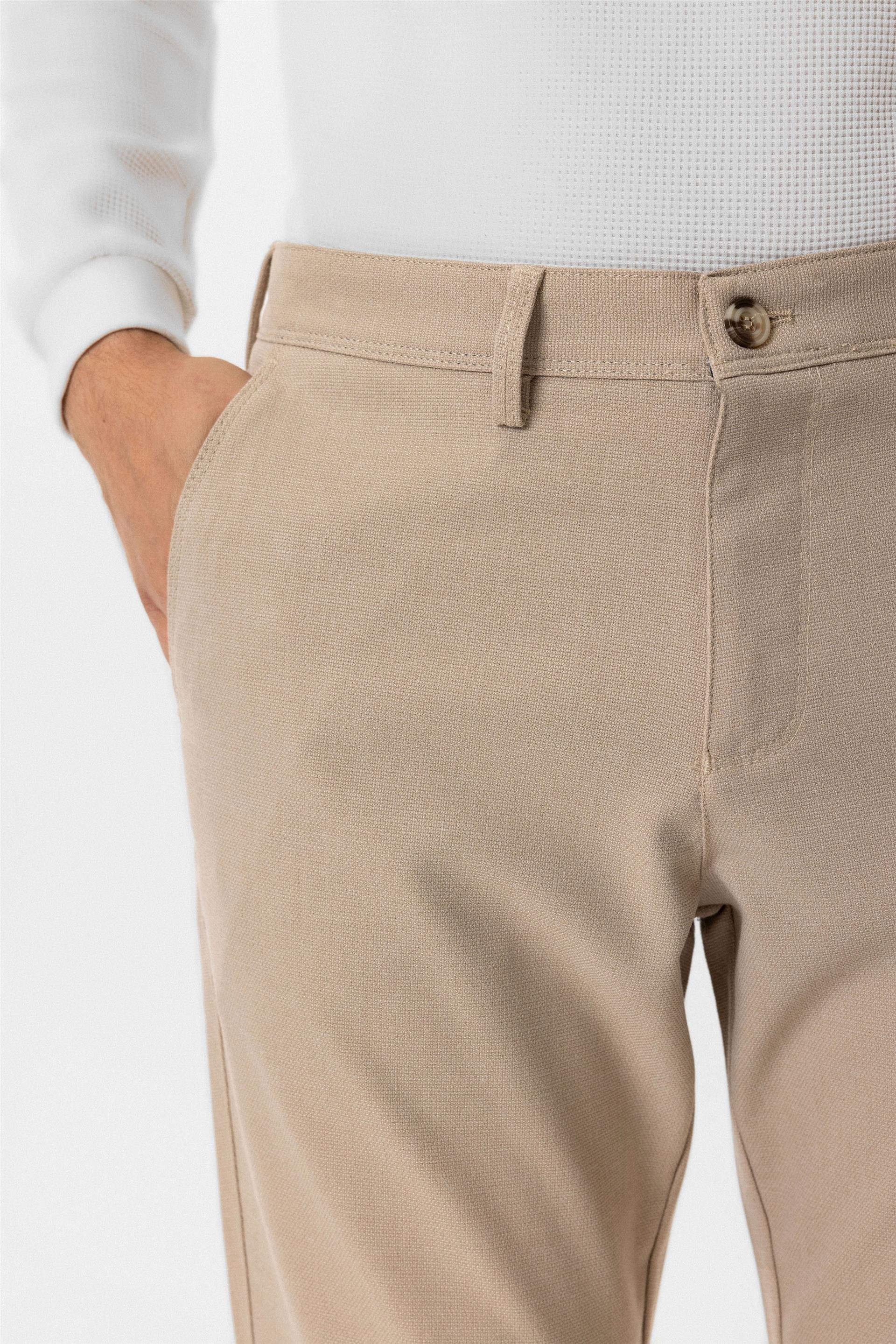 Bej Slim Desenli Pantolon