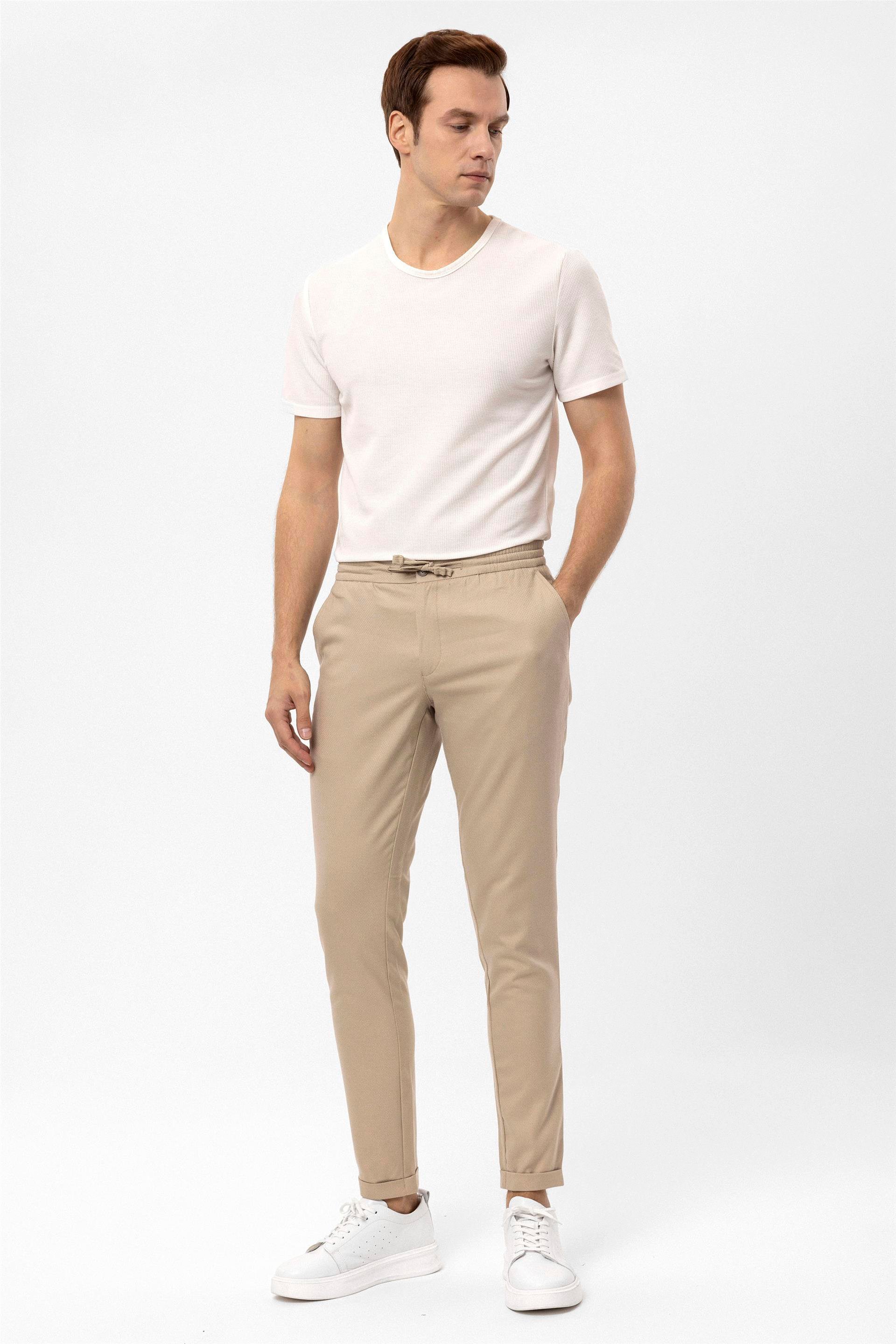Bej Slim Düz   Jogger Pantolon